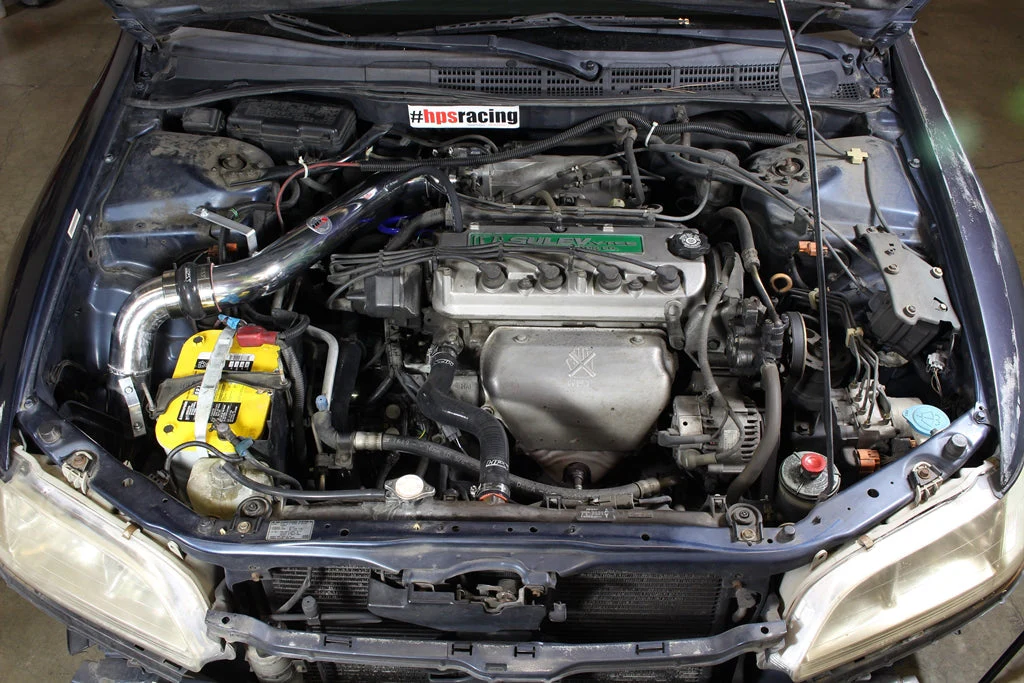 HPS Performance Cold Air Intake Honda Accord 2.3L (1998-2002) [Converts to Shortram] Black / Polished / Red - Image 7