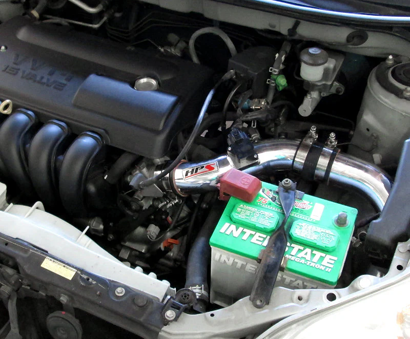 HPS Performance Cold Air Intake Pontiac Vibe 1.8L (2003-2004) [Converts to Shortram] Black / Polished / Black / Red - Image 6