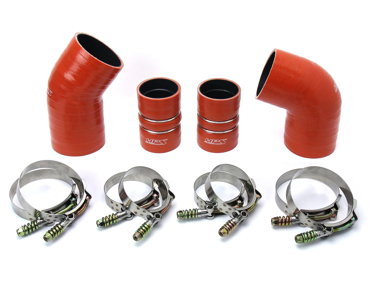 HPS Performance Intercooler Hose Boots Kit for Chevy Silverado / GMC Sierra 2500 3500 HD 6.6L (04-05) Reinforced Silicone High Temp Aramid - Orange / Black