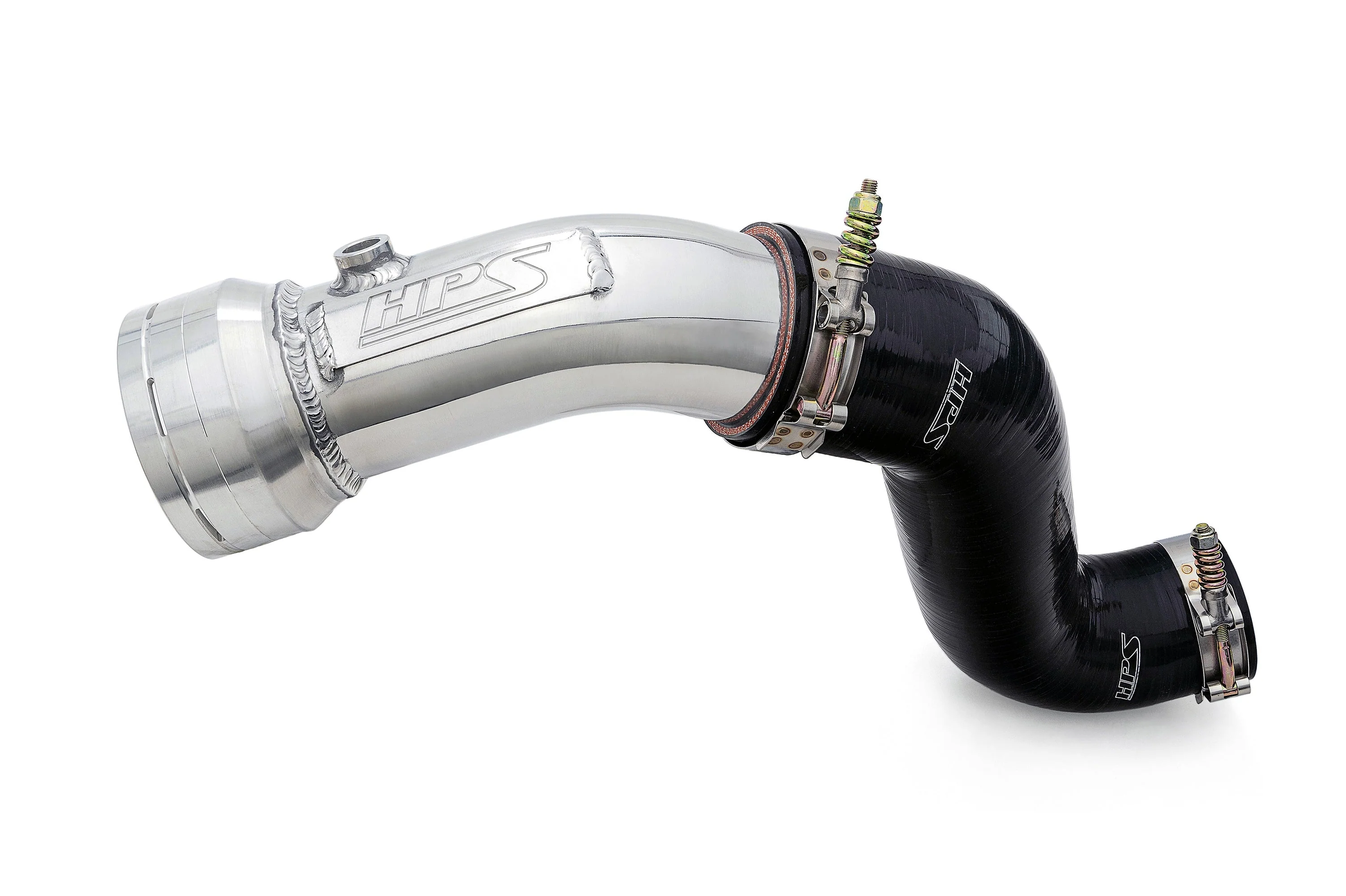 HPS Intercooler Charge Pipe Ford F250 F350 F450 F550 Superduty Powerstroke 6.7L Diesel Turbo (11-16) [Cold Side w/ CAC Hose Intercooler Boot] Polished / Black / Red