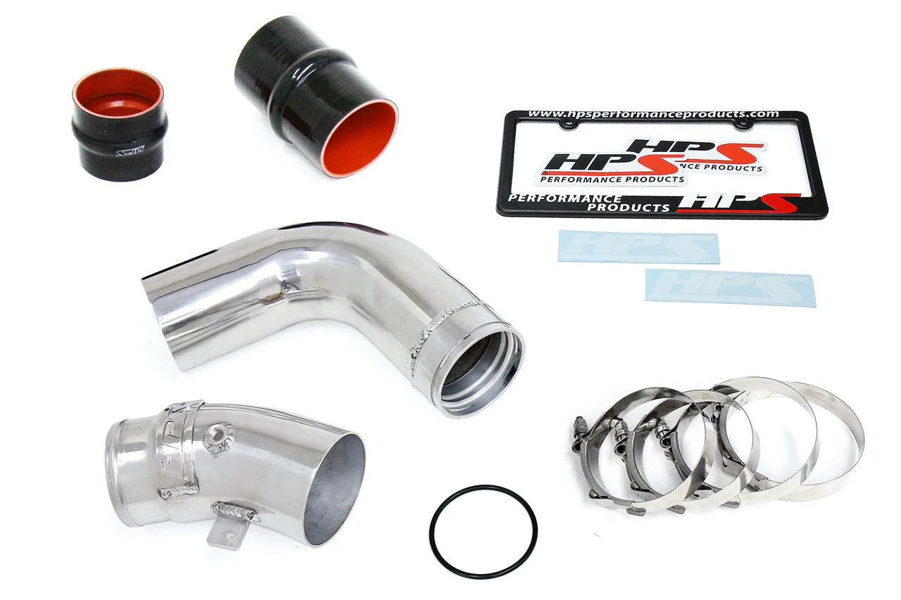 HPS Performance Intercooler Charge Pipe Chevy Silverado 2500/3500 HD Duramax 6.6L V8 (17-19) [Cold Side] Polished / Red / Black - Image 4