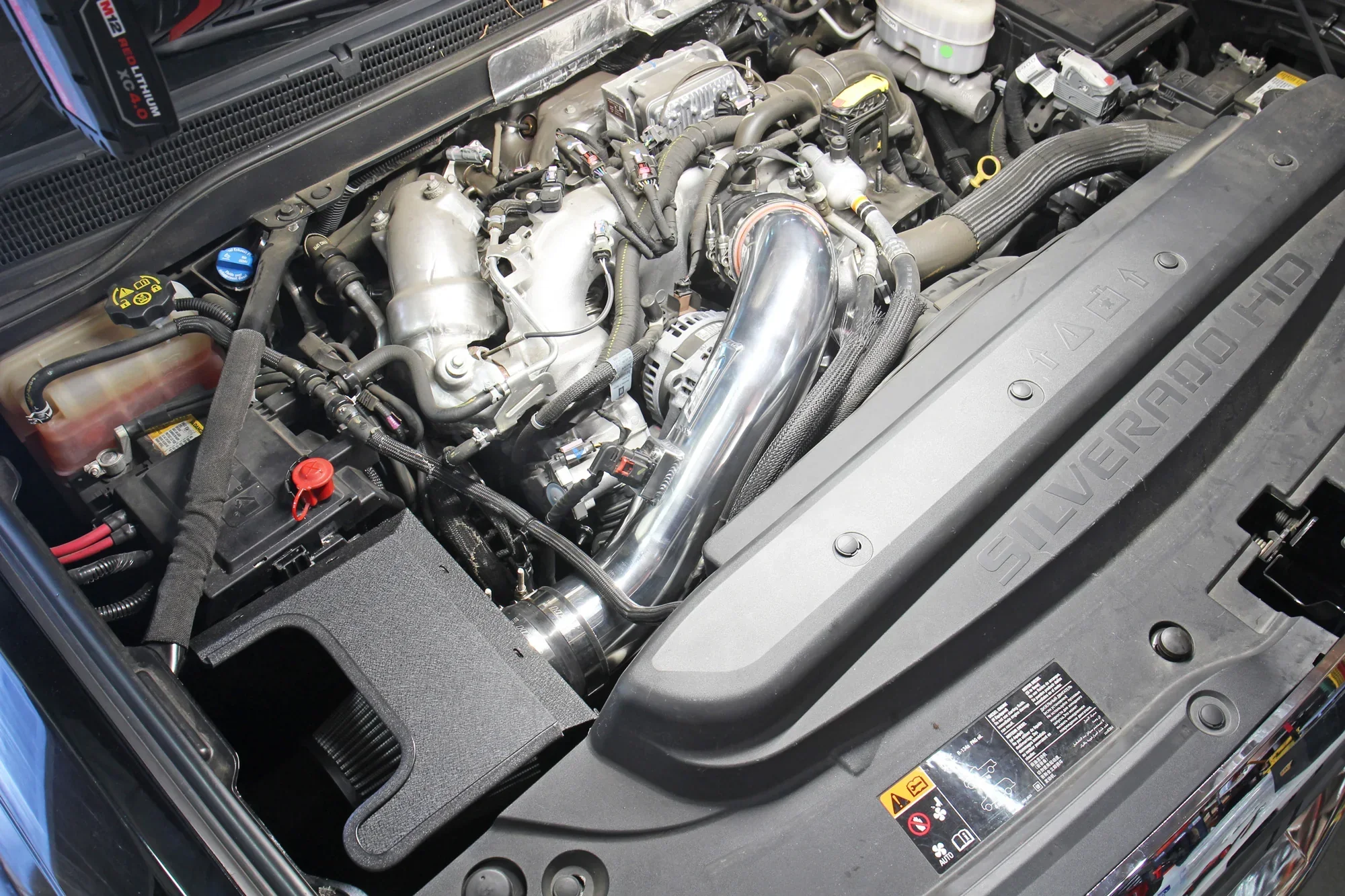HPS Performance Air Intake Chevy Silverado 2500 / 3500 HD 6.6L V8 Duramax L5P (2017-2019) Blue / Polish / Red / Black - Image 8