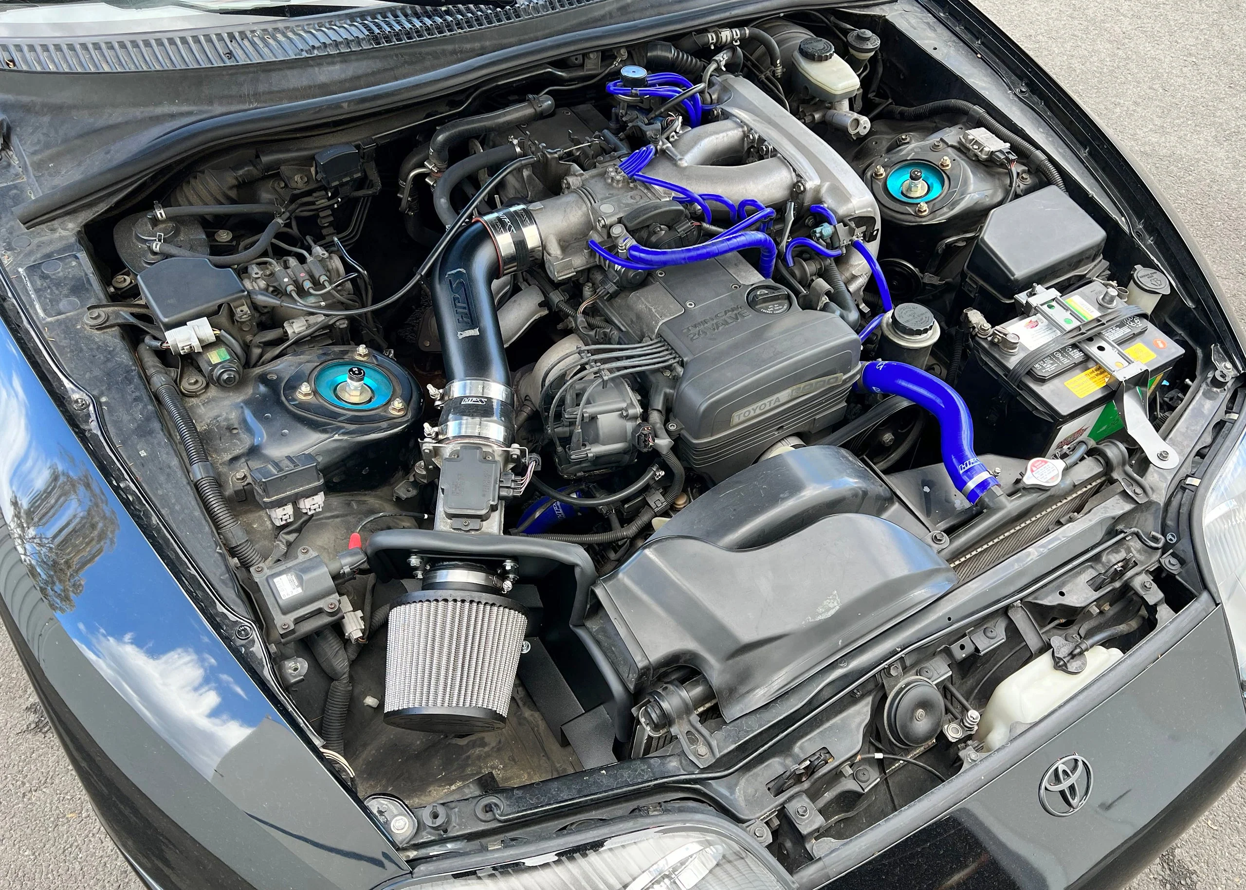 HPS Performance Air Intake Toyota Supra MK4 3.0L NA JZA80 2JZ-GE (93-96) Blue / Red / Black - Image 3
