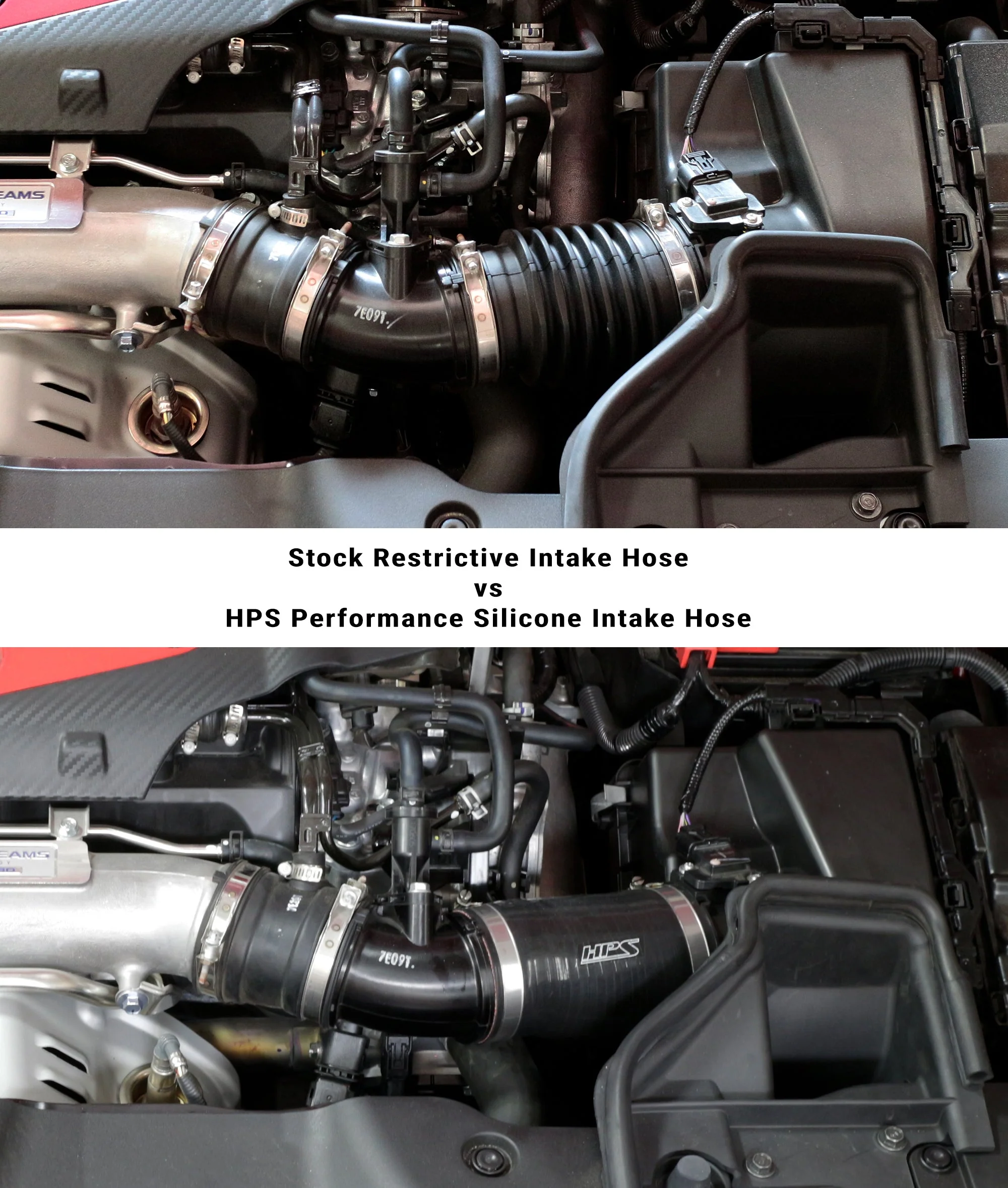 HPS Performance Silicone Air Intake Hose Honda Civic Type R FK8 2.0L (17-21) [Post MAF] Black / Blue / Red - Image 7