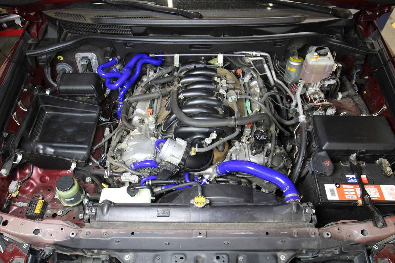 HPS Performance Silicone Coolant Hose Kit Lexus LX570 5.7L V8 (17-20) [Radiator + Heater] Black / Blue / Red - Image 6