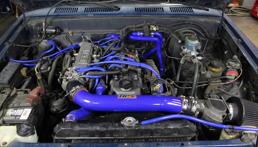 HPS Performance Silicone Coolant Hose Kit Toyota 4Runner 22RE Non Turbo EFI (89-95) [Radiator + Heater] Black / Blue / Red - Image 4