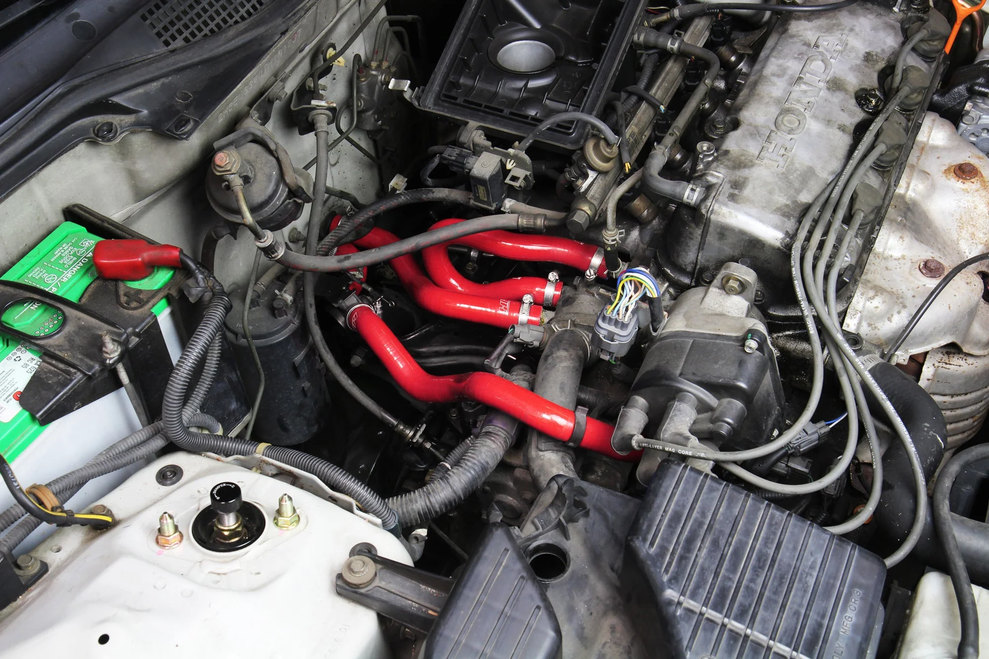 HPS Performance Silicone Heater Hoses Honda Civic EK 1.6L D16 SOHC (1996-2000) Black / Blue / Red - Image 4