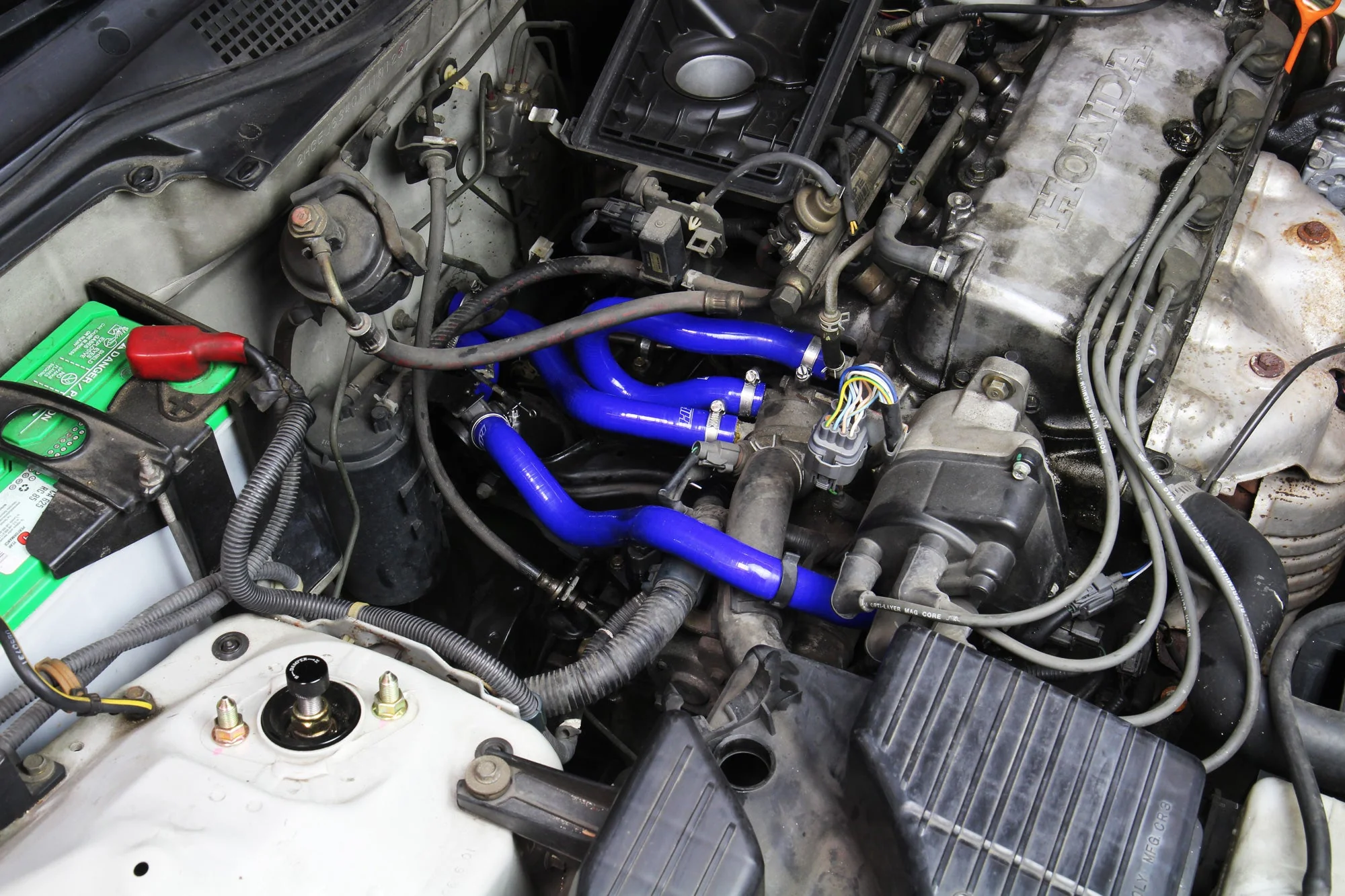 HPS Performance Silicone Heater Hoses Honda Civic EK 1.6L D16 SOHC (1996-2000) Black / Blue / Red - Image 5