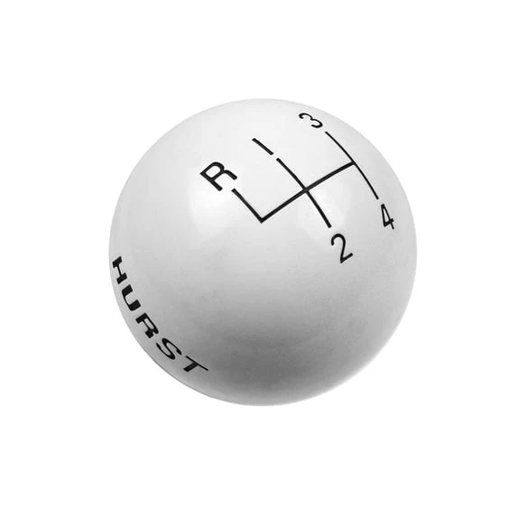 Hurst Shift Knob (4-Speed Upper Left Reverse) [3/8-16 Threads] White or Black/ Hurst Engraved