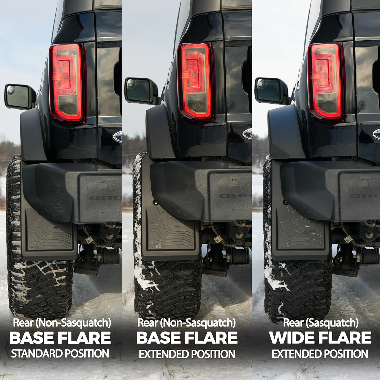 IAG Offroad Mud Flaps for Ford Bronco (2021-2026) Trail Shield - Front & Rear Set IAG-BDY-F1304 - Image 6