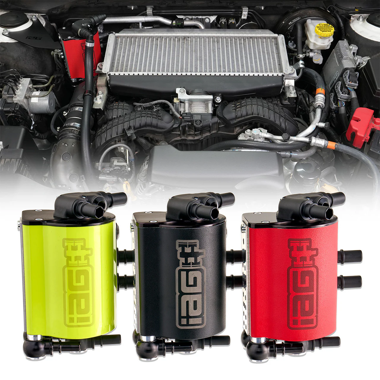 IAG Performance Air Oil Separator for Subaru Outback XT (20-26) Wilderness (22-26) Black / Red / Neon Yellow IAG-ENG-7191 - Image 25