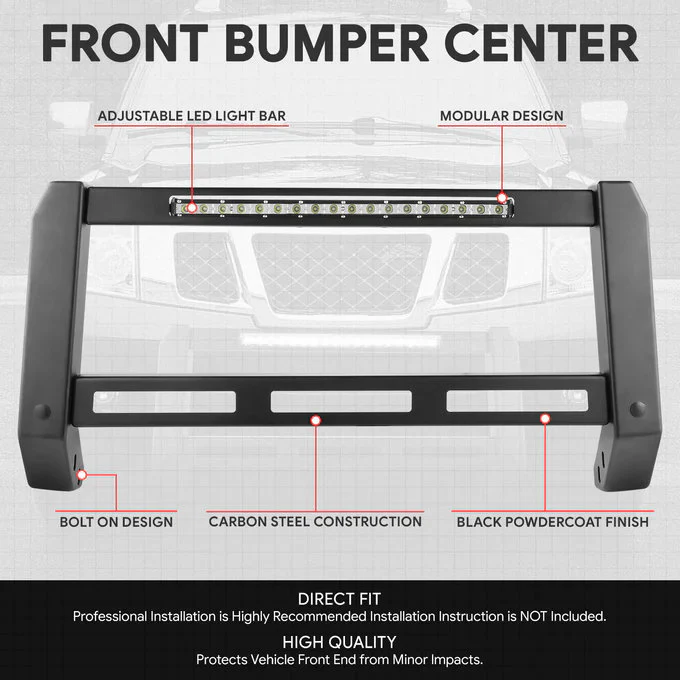 J2 Engineering Bull Bar for Nissan Titan (2004-2015) Armada (2005-2015) Modular Style with LED Light Bar J2-BURB-8007 - Image 2