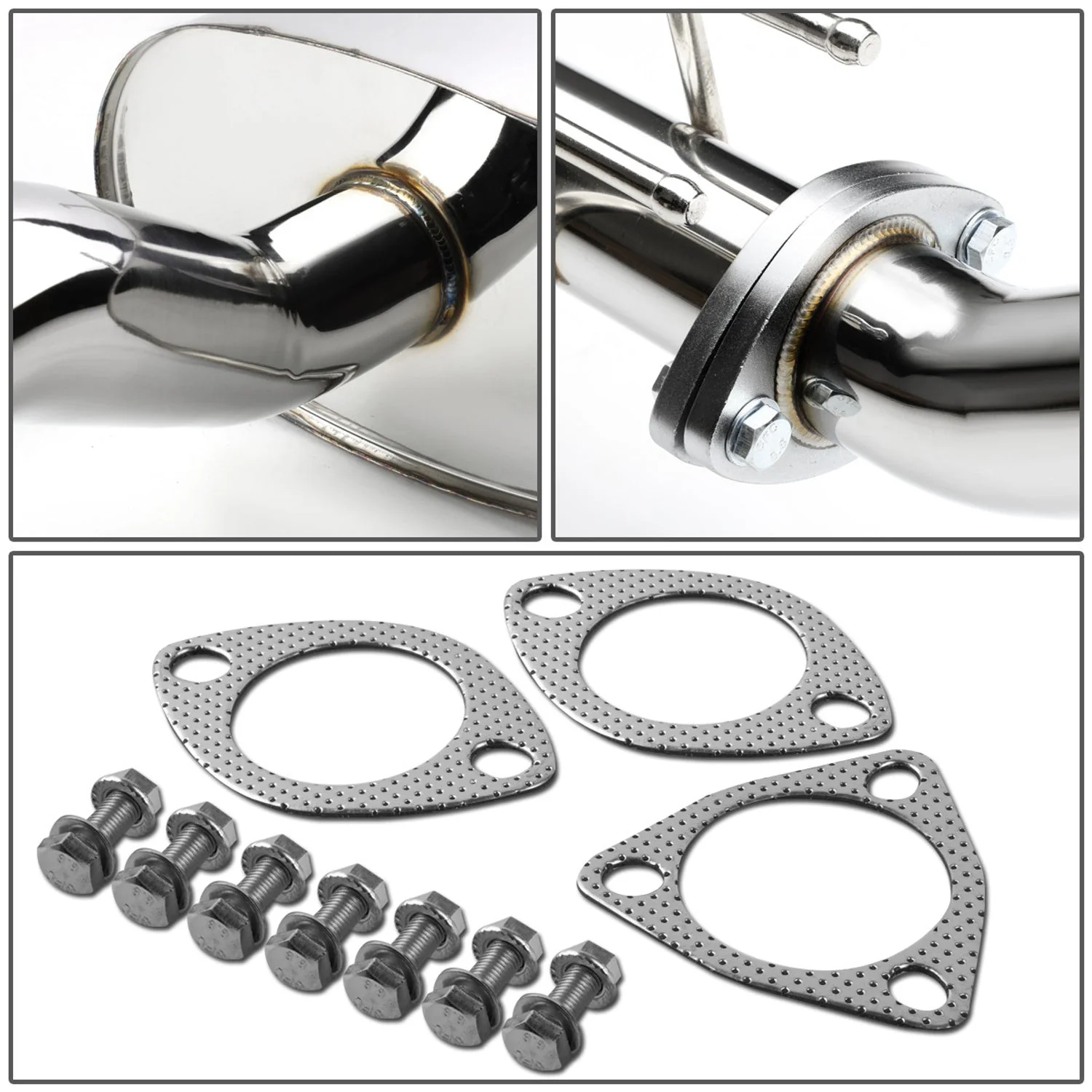 J2 Engineering Exhaust for Honda Civic EP3 Hatchback (2003-2005) Catback with Polished Tip J2-CBE-OS-071 - Image 4