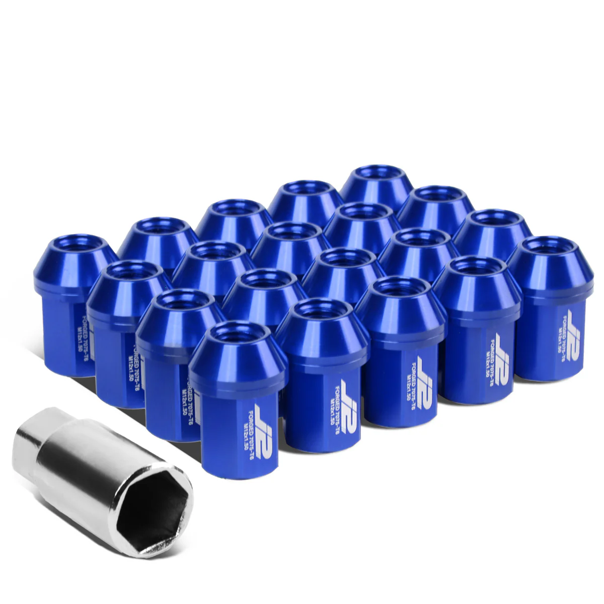 J2 Engineering Lug Nuts (M12 x 1.50) 20 Piece Set With Closed End for Acorn / Conical Wheels - Black / Blue / Gold / Red / Silver - Image 2