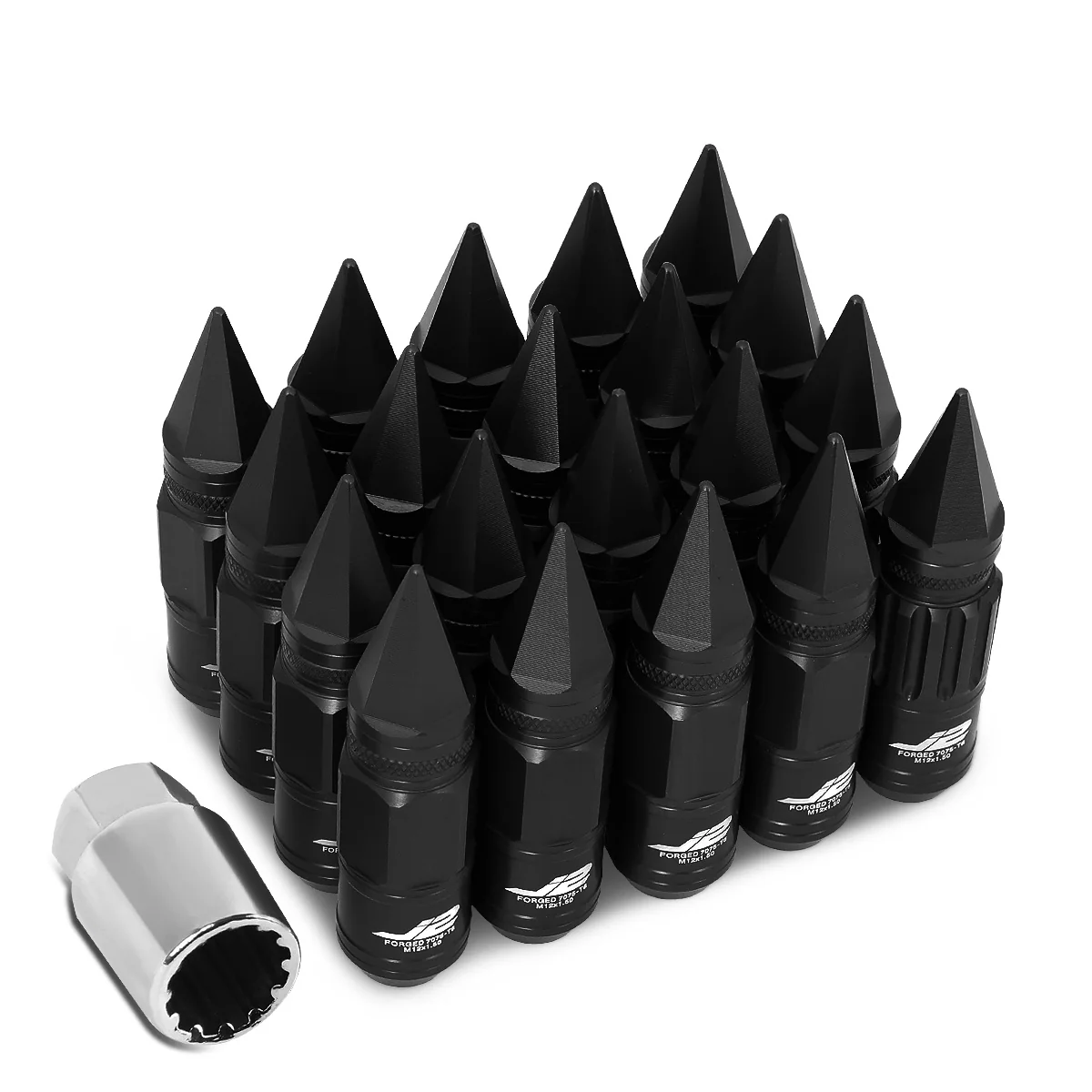 J2 Engineering Lug Nuts (12 x 1.5) 20 Piece Set With Spiky or Open-End Cup - Black / Blue / Gold / Red / Silver - Image 3