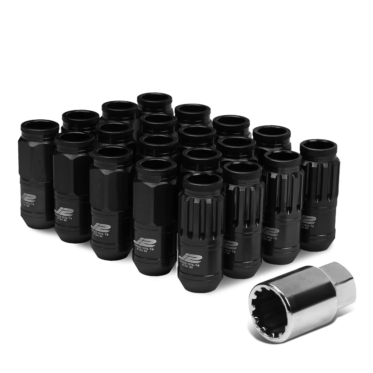 J2 Engineering Lug Nuts (12 x 1.5) 20 Piece Set With Spiky or Open-End Cup - Black / Blue / Gold / Red / Silver - Image 75
