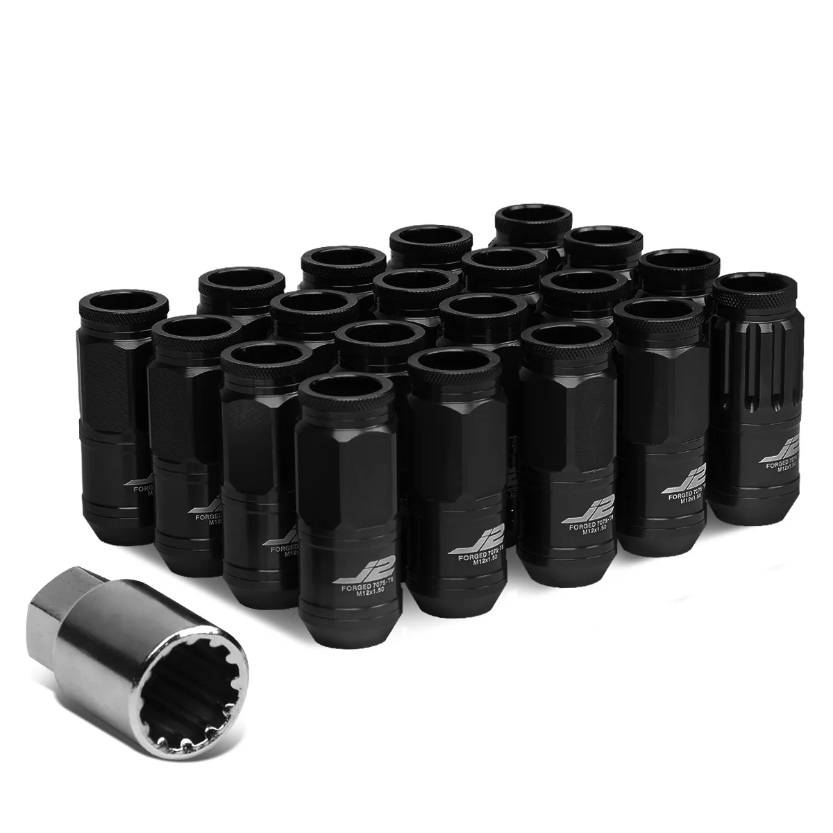 J2 Engineering Lug Nuts (12 x 1.5) 20 Piece Set With Spiky or Open-End Cup - Black / Blue / Gold / Red / Silver - Image 76