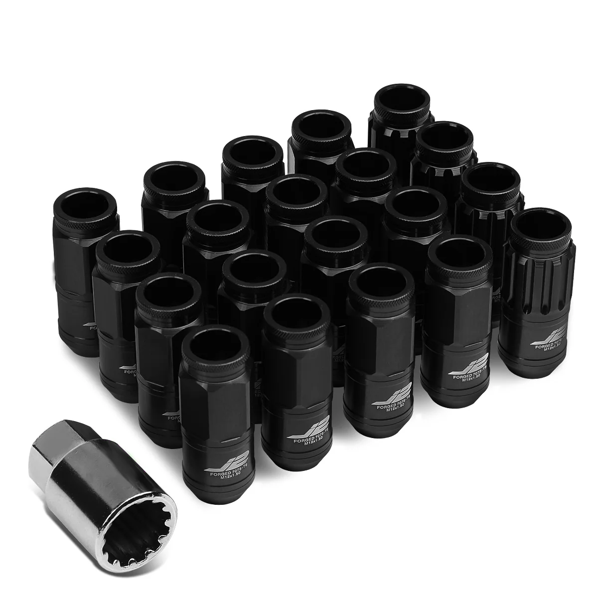 J2 Engineering Lug Nuts (12 x 1.5) 20 Piece Set With Spiky or Open-End Cup - Black / Blue / Gold / Red / Silver - Image 77
