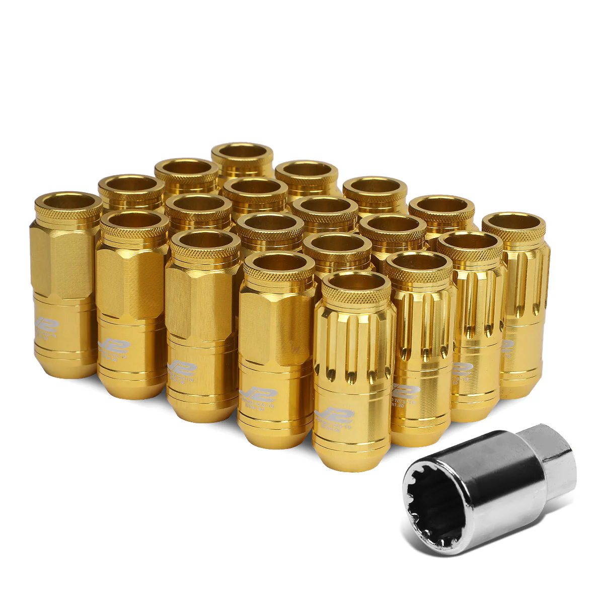 J2 Engineering Lug Nuts (12 x 1.5) 20 Piece Set With Spiky or Open-End Cup - Black / Blue / Gold / Red / Silver - Image 85