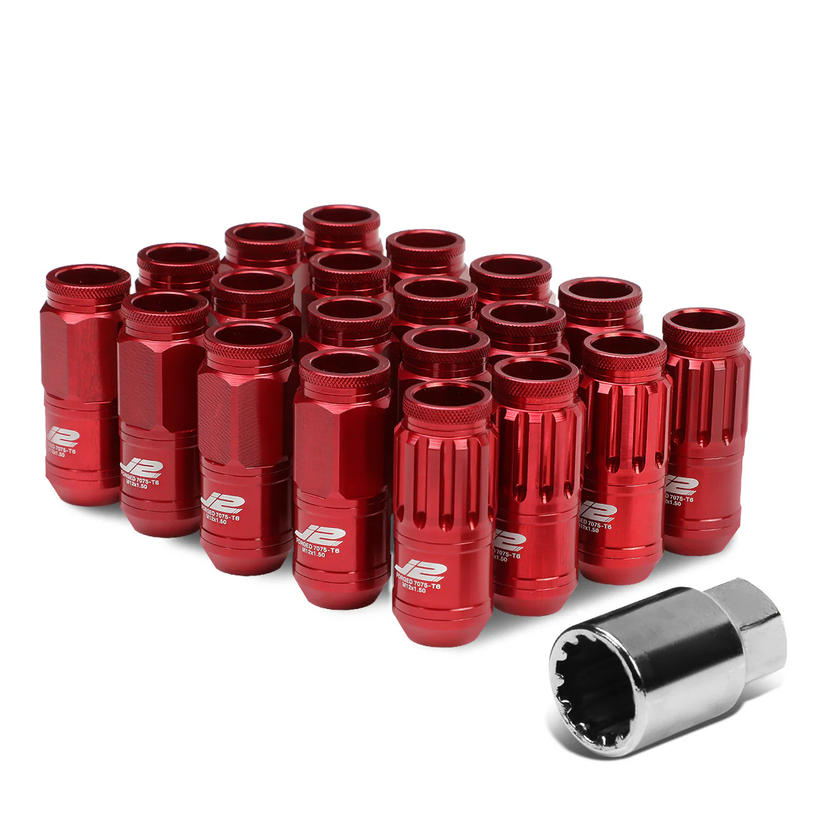 J2 Engineering Lug Nuts (12 x 1.5) 20 Piece Set With Spiky or Open-End Cup - Black / Blue / Gold / Red / Silver - Image 90