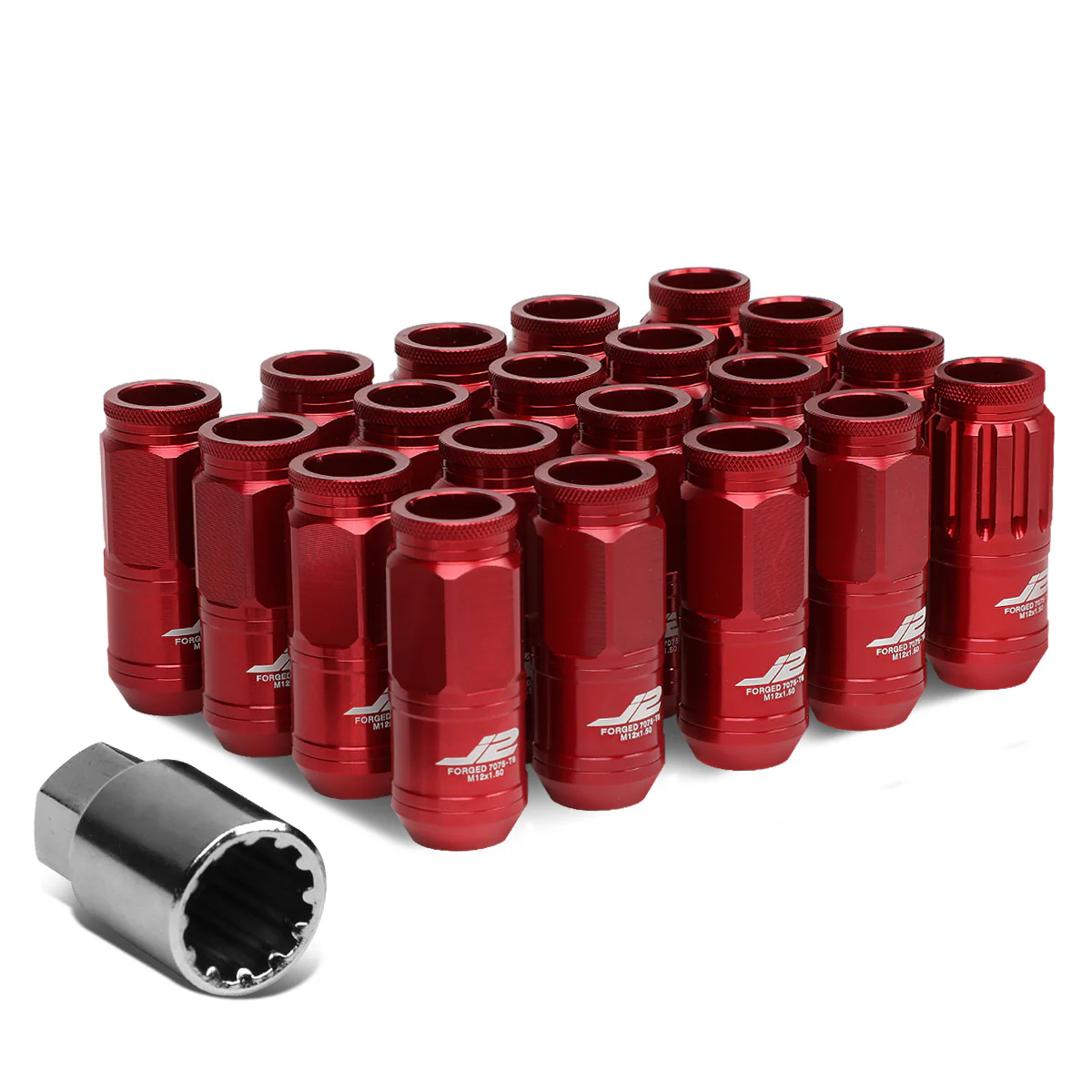 J2 Engineering Lug Nuts (12 x 1.5) 20 Piece Set With Spiky or Open-End Cup - Black / Blue / Gold / Red / Silver - Image 91