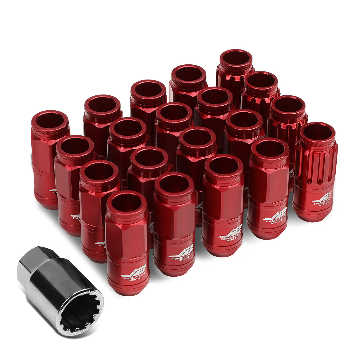 J2 Engineering Lug Nuts (12 x 1.5) 20 Piece Set With Spiky or Open-End Cup - Black / Blue / Gold / Red / Silver - Image 92