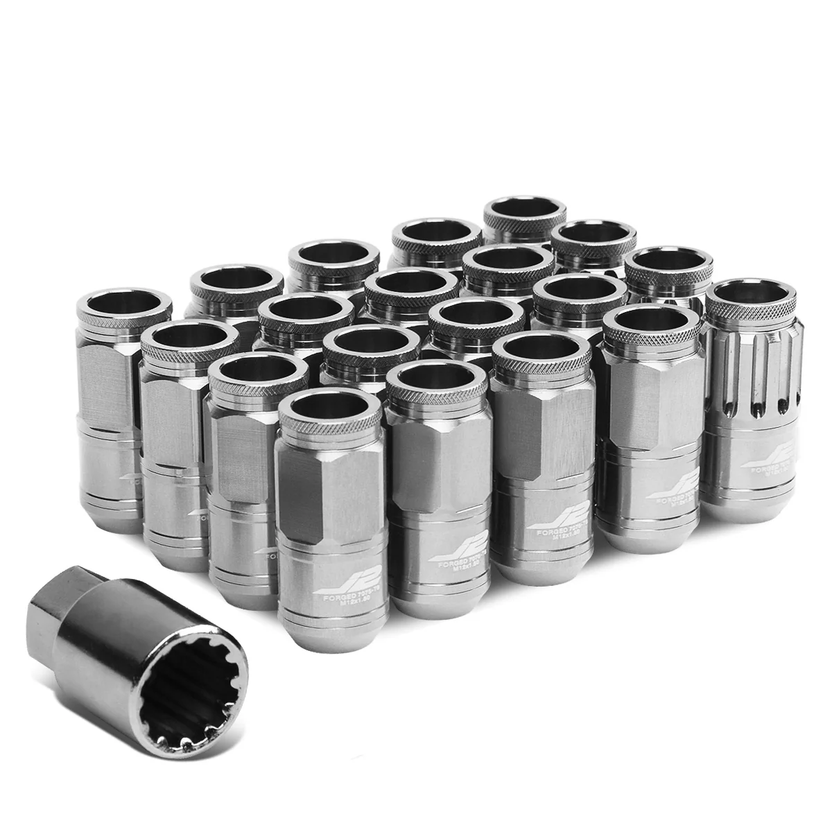 J2 Engineering Lug Nuts (12 x 1.5) 20 Piece Set With Spiky or Open-End Cup - Black / Blue / Gold / Red / Silver - Image 96