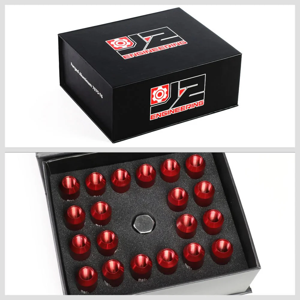 J2 Engineering Lug Nuts (M12 x 1.25) 16 Piece Set With Open End and Lock Nuts- Black / Blue / Red - Image 12