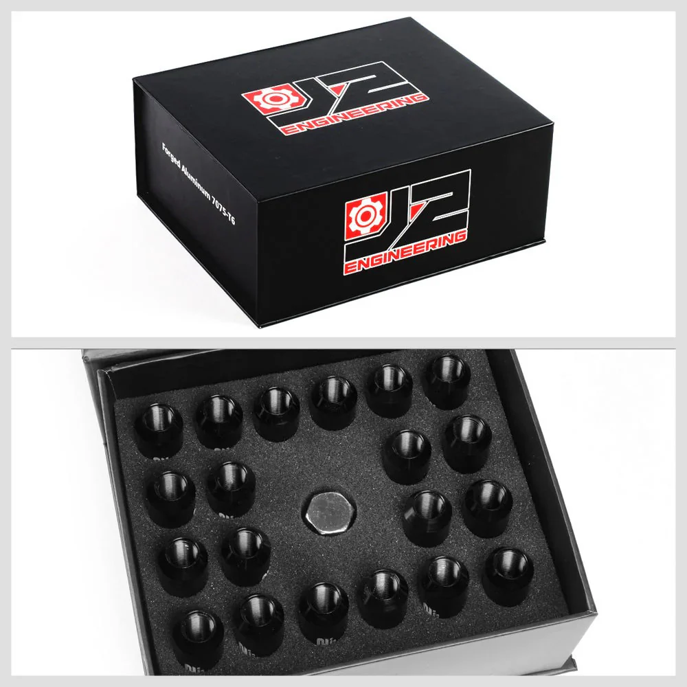 J2 Engineering Lug Nuts (M12 x 1.25) 16 Piece Set With Open End and Lock Nuts- Black / Blue / Red - Image 2