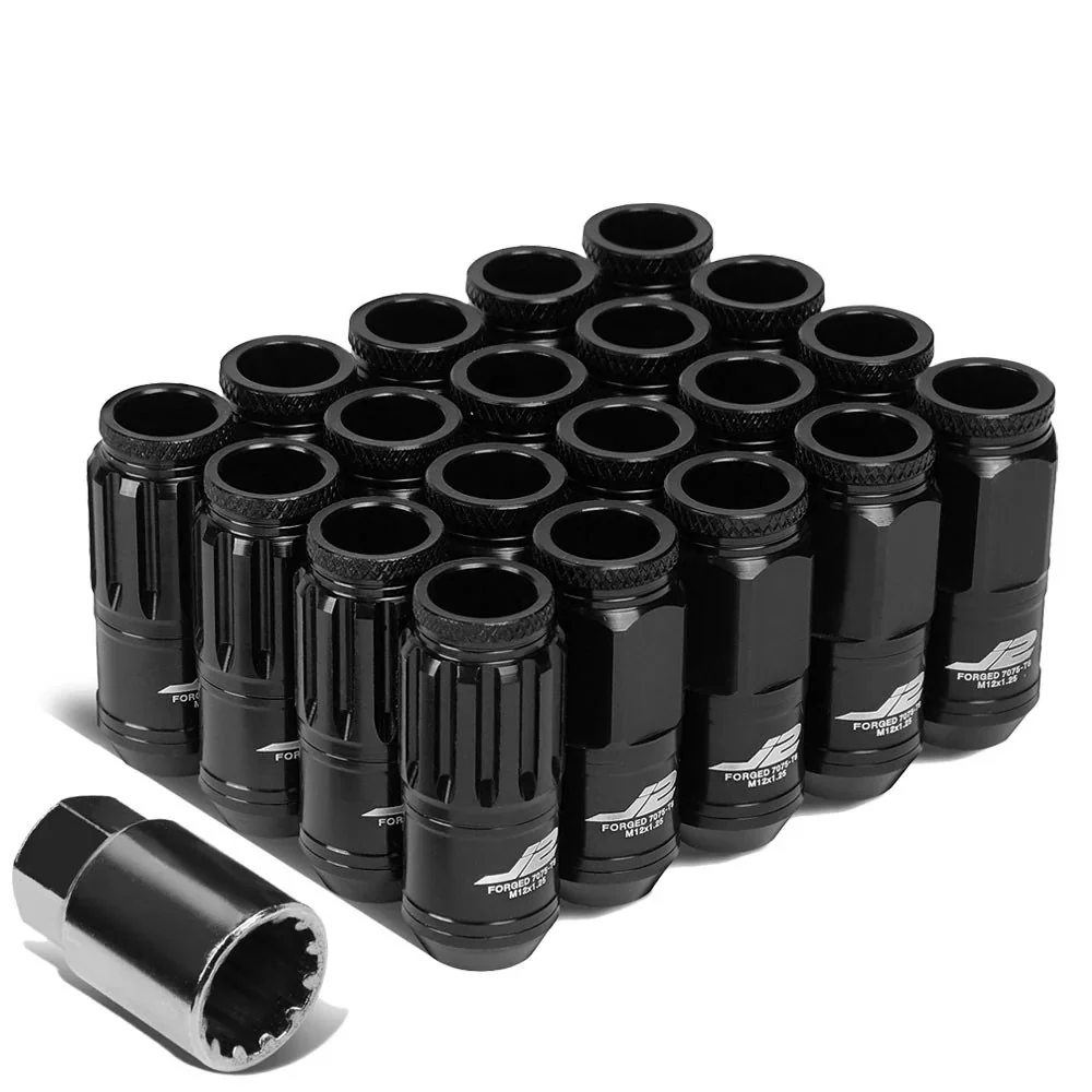 J2 Engineering Lug Nuts (M12 x 1.25) 16 Piece Set With Open Knurled End and Lock Nuts- Black / Blue / Red - Image 7
