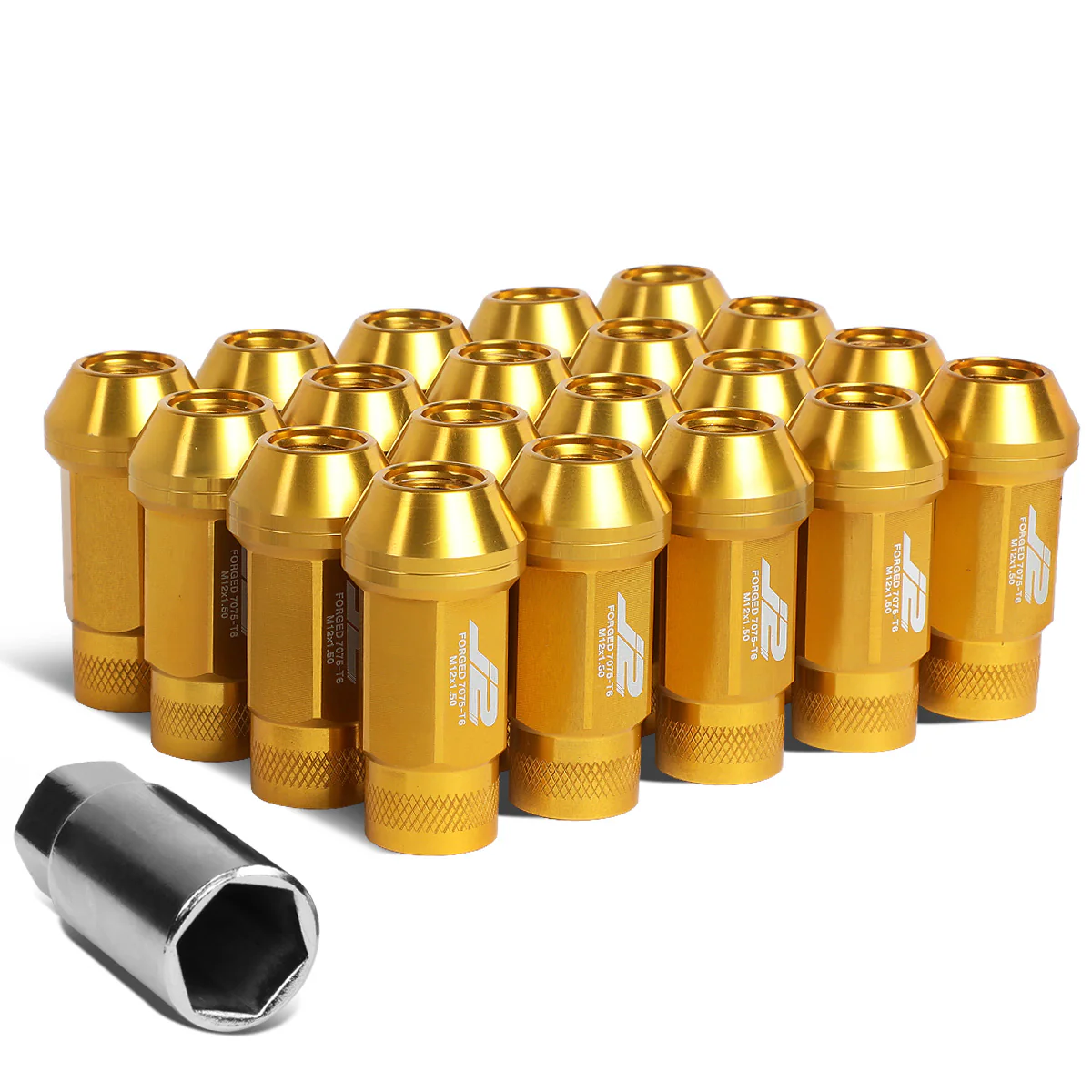 J2 Engineering Lug Nuts (M12 x 1.50) 20 Piece Set With Open Knurled End - Black / Blue / Gold / Red / Silver - Image 2