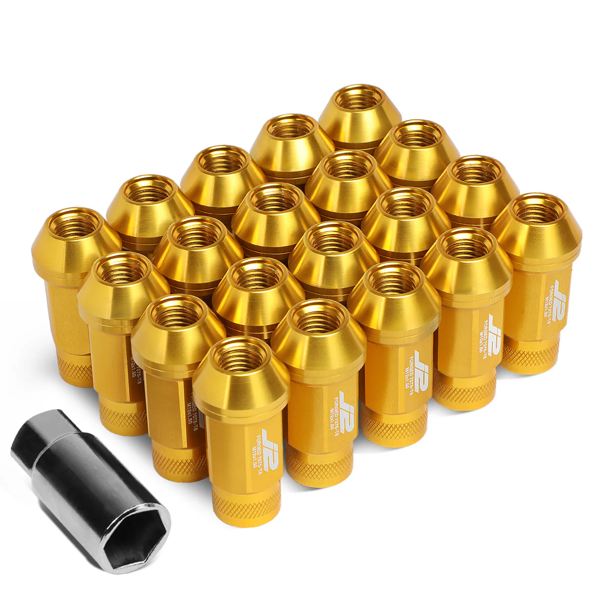J2 Engineering Lug Nuts (M12 x 1.50) 20 Piece Set With Open Knurled End - Black / Blue / Gold / Red / Silver - Image 3