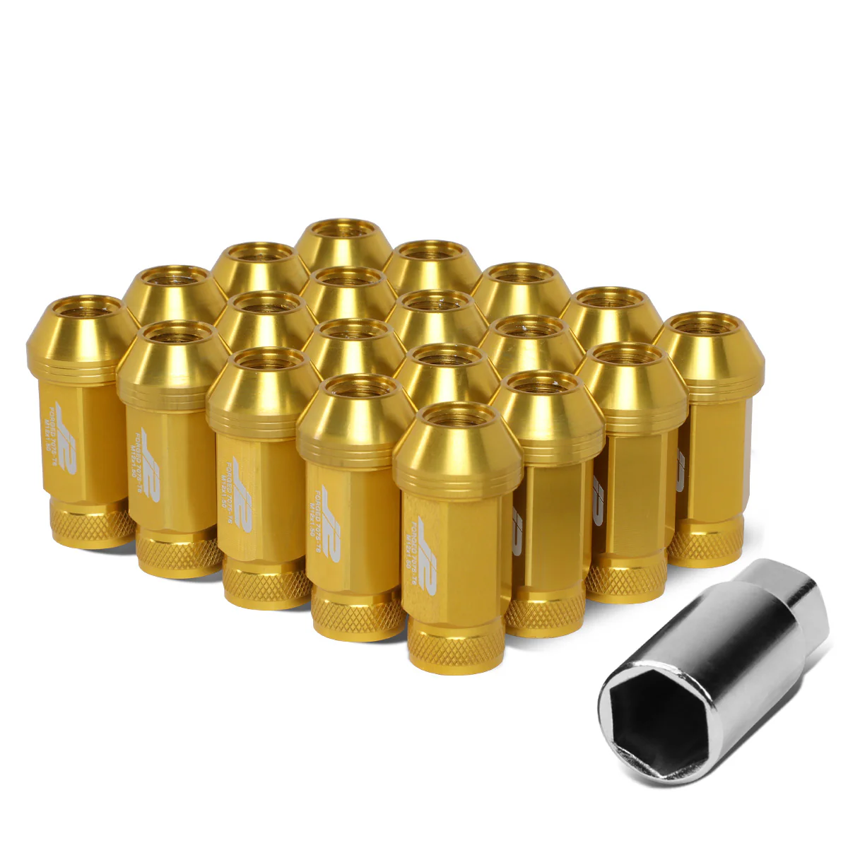 J2 Engineering Lug Nuts (M12 x 1.50) 20 Piece Set With Open Knurled End - Black / Blue / Gold / Red / Silver - Image 37