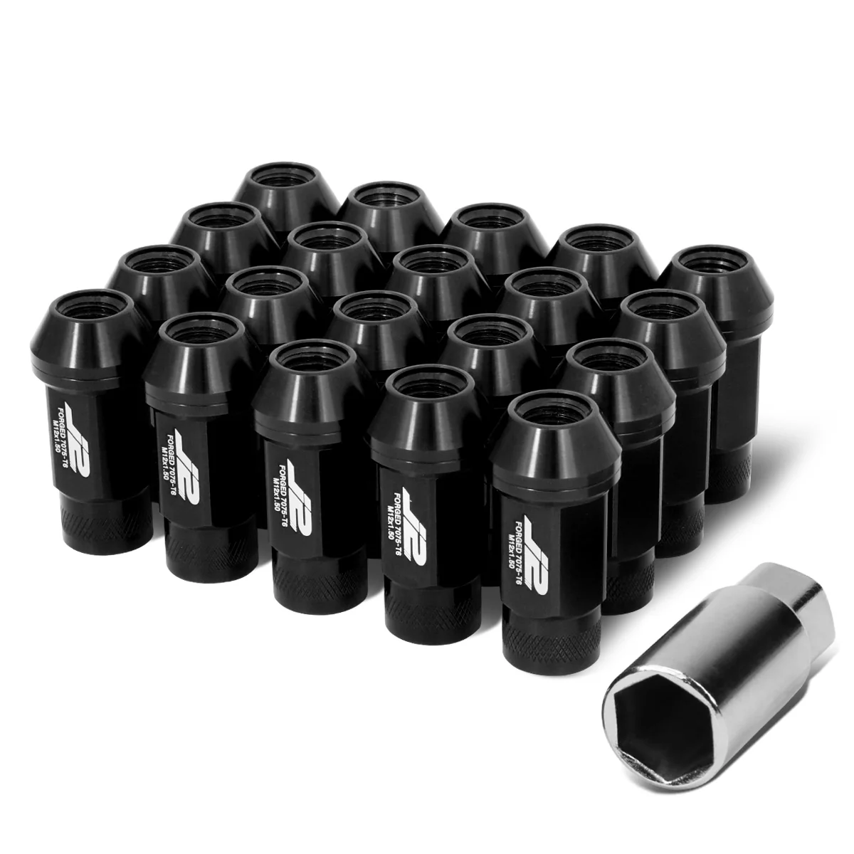 J2 Engineering Lug Nuts (M12 x 1.50) 20 Piece Set With Open Knurled End - Black / Blue / Gold / Red / Silver - Image 6