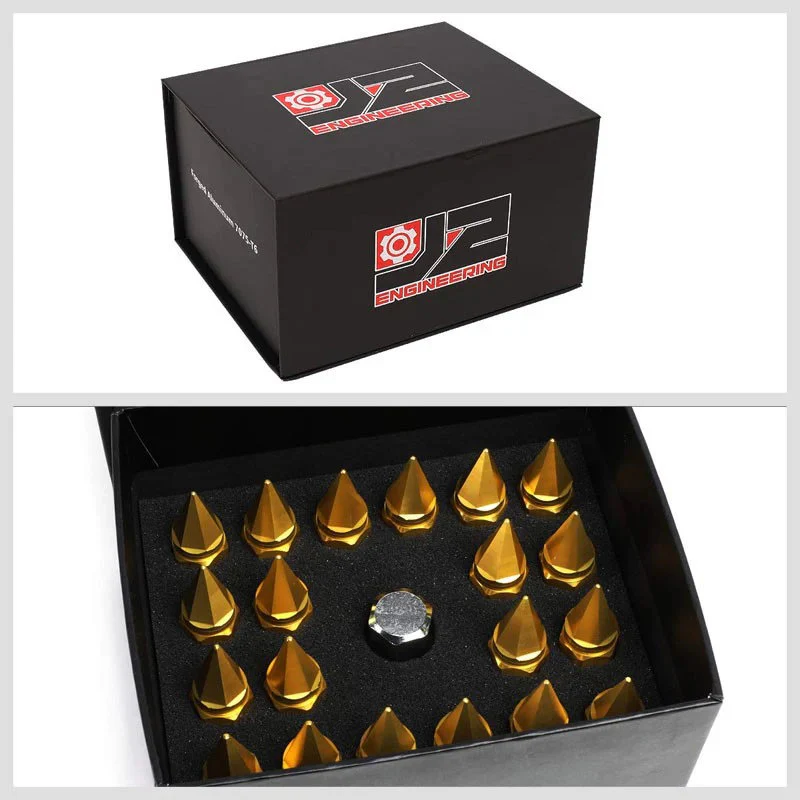 J2 Engineering Spiked Lug Nuts (M12 x 1.50) 20 Piece Open End and Spiked Cap Set - Black / Blue / Gold / Red / Silver - Image 12