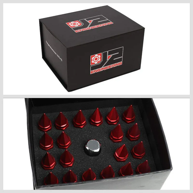 J2 Engineering Spiked Lug Nuts (M12 x 1.50) 20 Piece Open End and Spiked Cap Set - Black / Blue / Gold / Red / Silver - Image 17