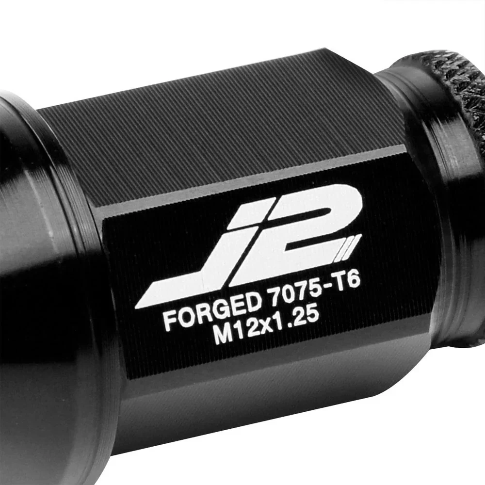 J2 Engineering Lug Nuts (M12 x 1.25) 20 Piece Set With Open Knurled End - Black / Blue / Red - Image 10