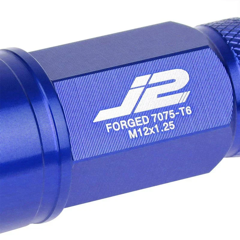 J2 Engineering Lug Nuts (M12 x 1.25) 20 Piece Set With Open Knurled End - Black / Blue / Red - Image 100