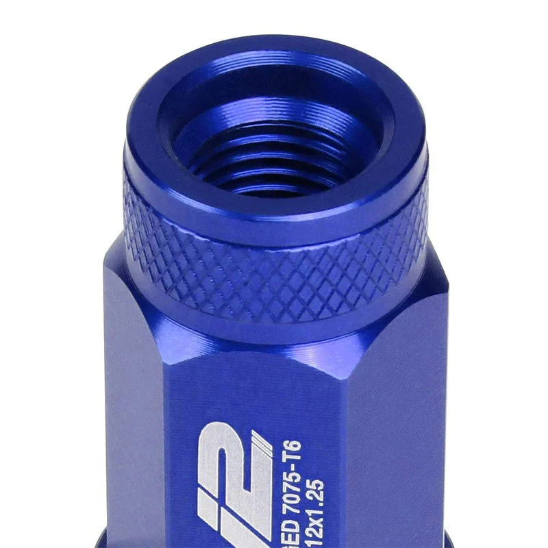 J2 Engineering Lug Nuts (M12 x 1.25) 20 Piece Set With Open Knurled End - Black / Blue / Red - Image 101