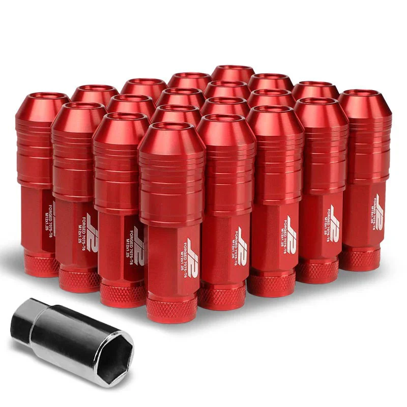 J2 Engineering Lug Nuts (M12 x 1.25) 20 Piece Set With Open Knurled End - Black / Blue / Red - Image 103