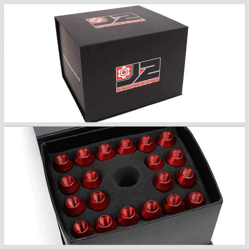 J2 Engineering Lug Nuts (M12 x 1.25) 20 Piece Set With Open Knurled End - Black / Blue / Red - Image 104