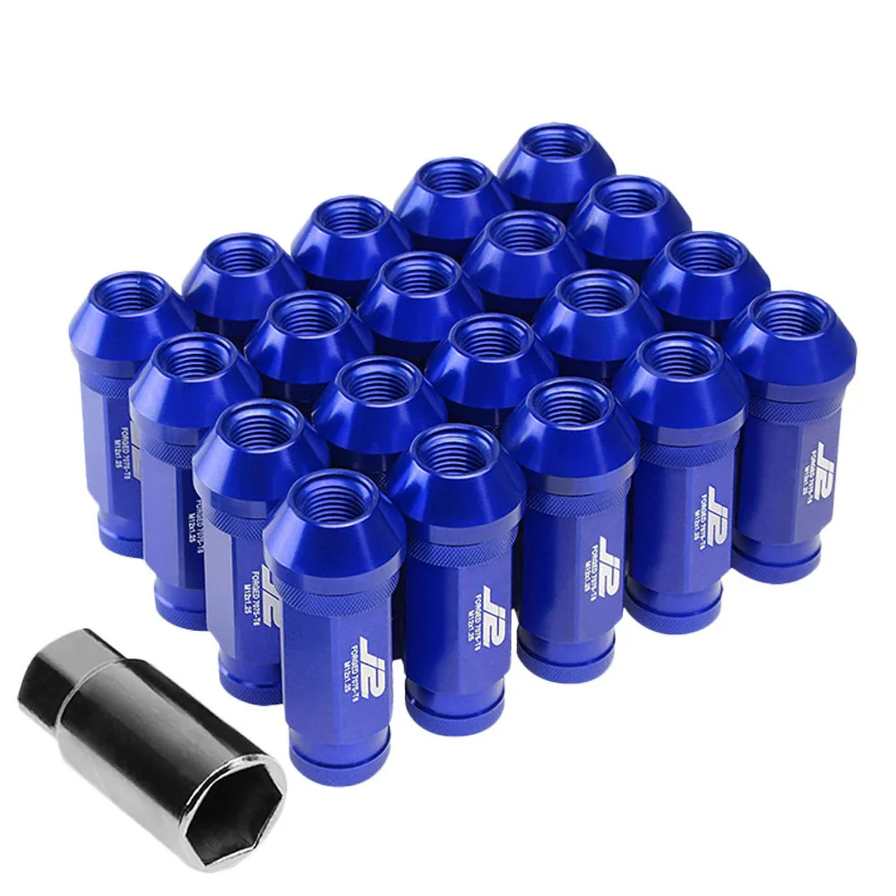 J2 Engineering Lug Nuts (M12 x 1.25) 20 Piece Set With Open Knurled End - Black / Blue / Red - Image 115