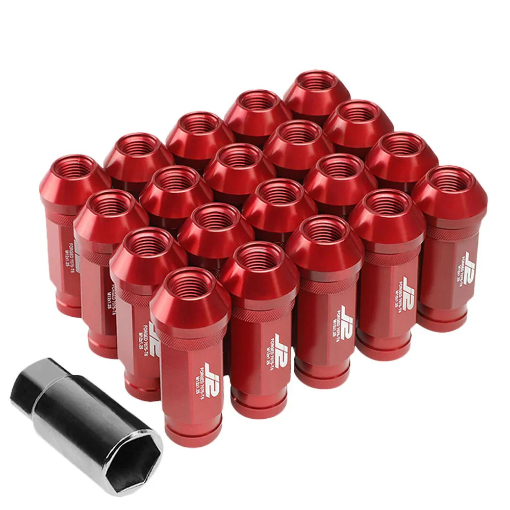 J2 Engineering Lug Nuts (M12 x 1.25) 20 Piece Set With Open Knurled End - Black / Blue / Red - Image 121