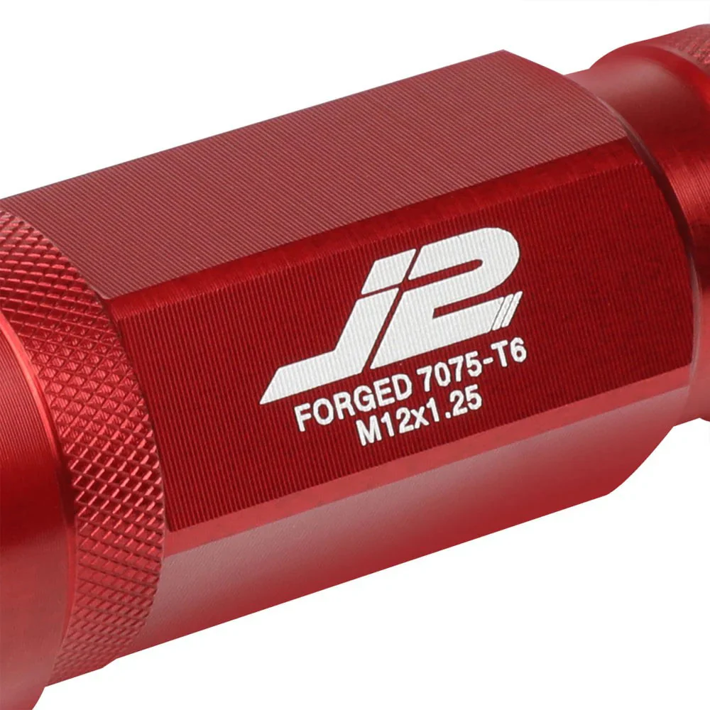 J2 Engineering Lug Nuts (M12 x 1.25) 20 Piece Set With Open Knurled End - Black / Blue / Red - Image 124