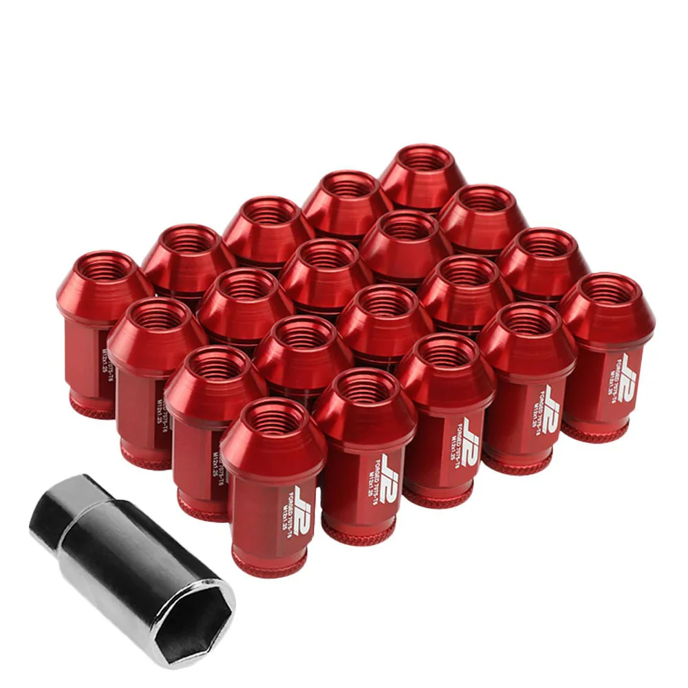 J2 Engineering Lug Nuts (M12 x 1.25) 20 Piece Set With Open Knurled End - Black / Blue / Red - Image 13