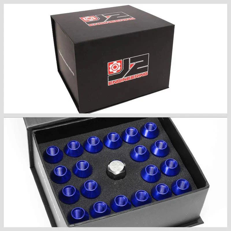 J2 Engineering Lug Nuts (M12 x 1.25) 20 Piece Set With Open Knurled End - Black / Blue / Red - Image 134