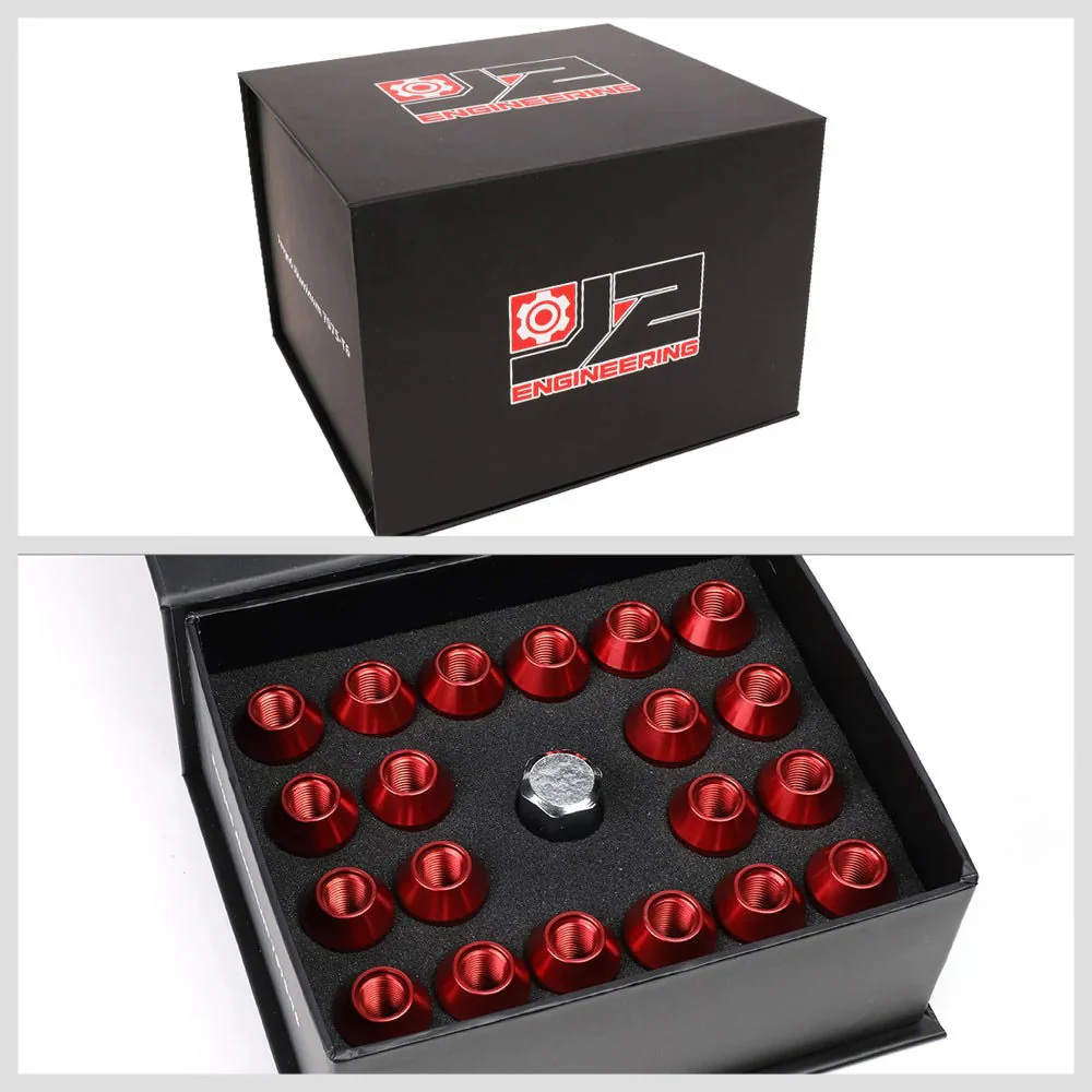 J2 Engineering Lug Nuts (M12 x 1.25) 20 Piece Set With Open Knurled End - Black / Blue / Red - Image 14