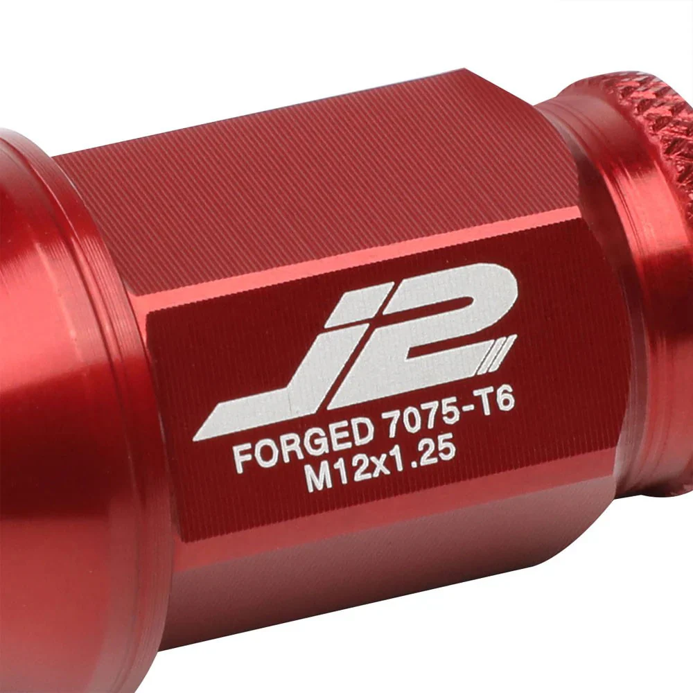 J2 Engineering Lug Nuts (M12 x 1.25) 20 Piece Set With Open Knurled End - Black / Blue / Red - Image 15