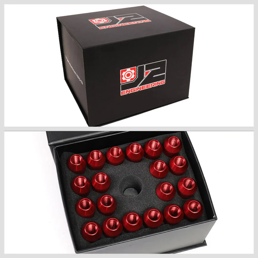 J2 Engineering Lug Nuts (M12 x 1.25) 20 Piece Set With Open Knurled End - Black / Blue / Red - Image 158