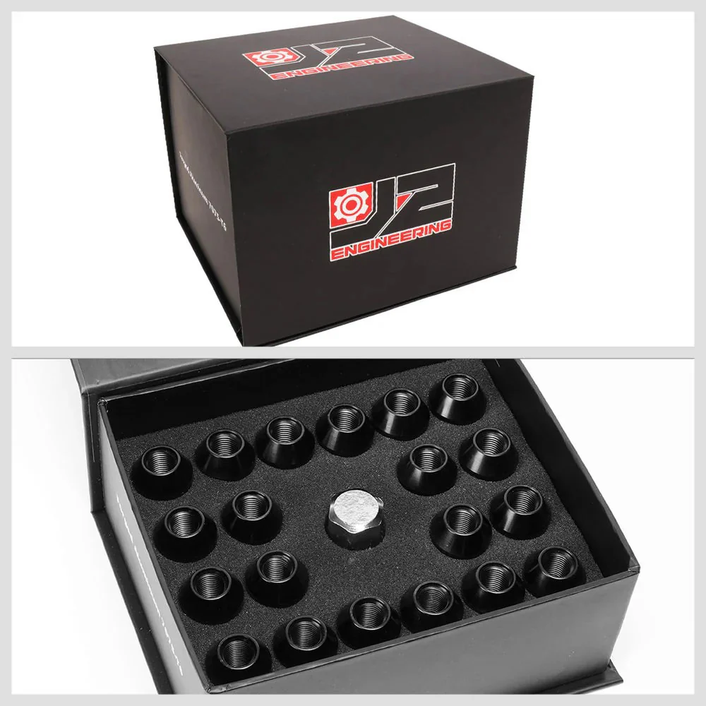 J2 Engineering Lug Nuts (M12 x 1.25) 20 Piece Set With Open Knurled End - Black / Blue / Red - Image 20